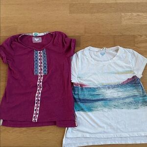 Set of Two Roxy Girls' T-Shirts in Fuscia and Cream